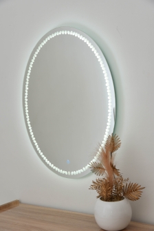 Miroir LED OVALE AVEC TACTILE LED JAUNE